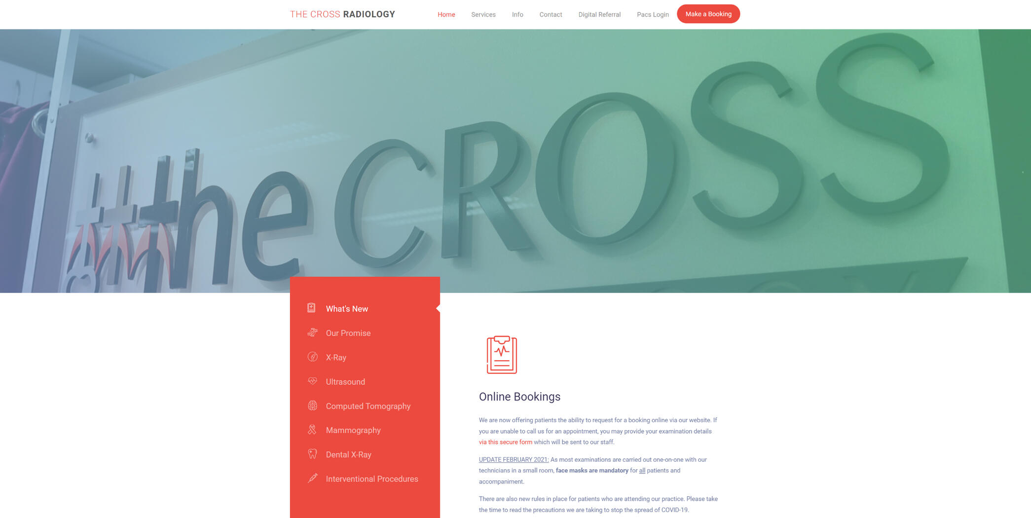 the cross radiology website design